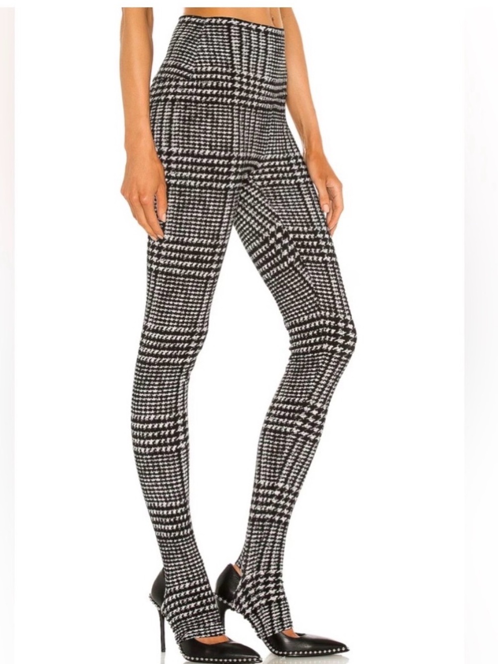 NORMA KAMALI Legging with Footie in Large Glen Plaid Tweed XS